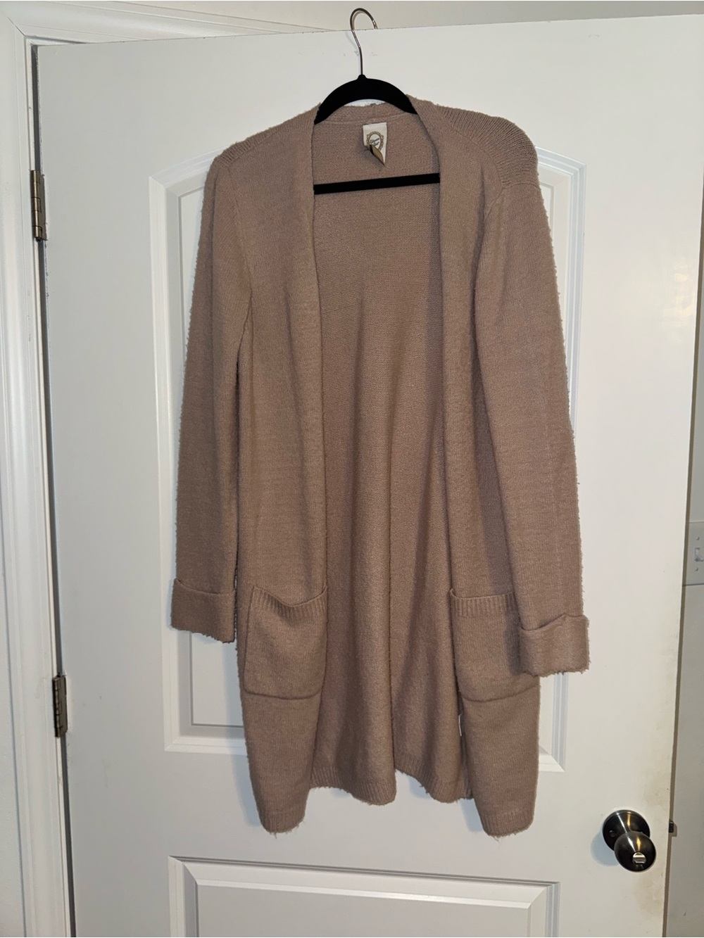 Cozy Open-Front Women’s Cardigan Sweater in dusty rose